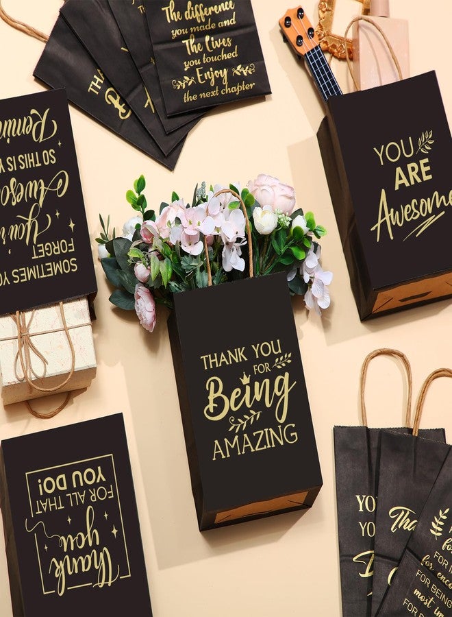 Engrowtic 100 Pcs Thank You Gift Bags with Handles Bulk Kraft Paper Bag Valentines Employee Appreciation Gift for Coworker Nurse Teacher Staff Business Wedding, 8.3 x 3.1 x 6 Inch(Black) - Image 4